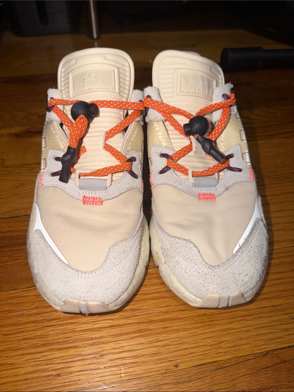 Womens Beige Sneakers with Orange Laces